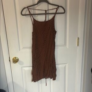 Brown Patterned Strappy Dress